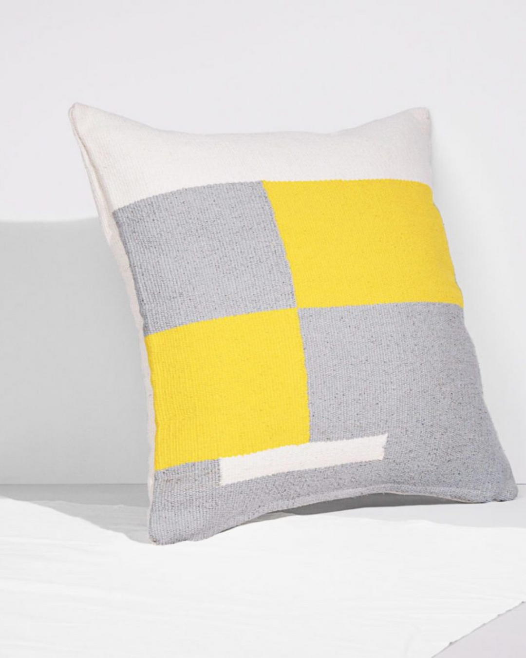 Yellow Stripe Handwoven Cushion