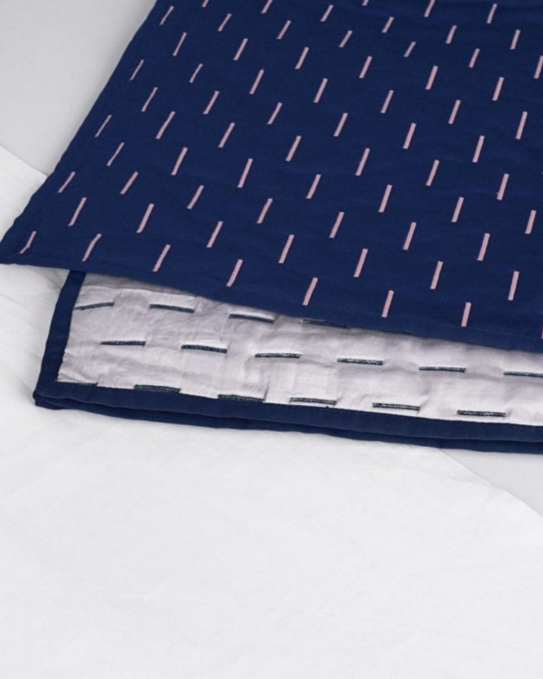 Tiipoi Modern Kantha Quilted Blanket Navy