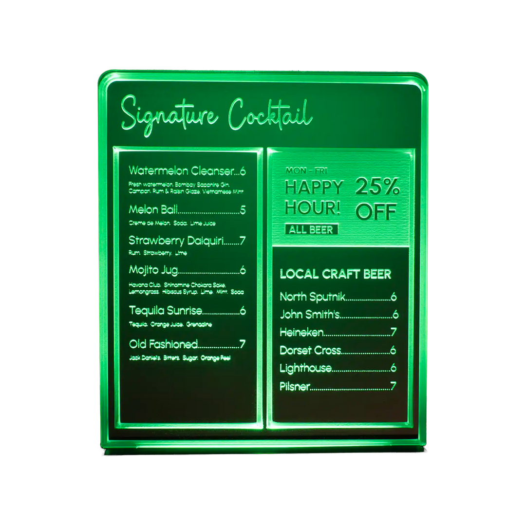 Custom Made LED Menu