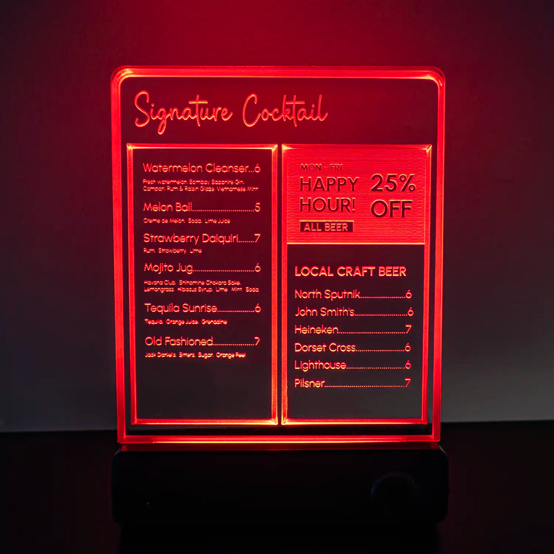 Custom Made LED Menu