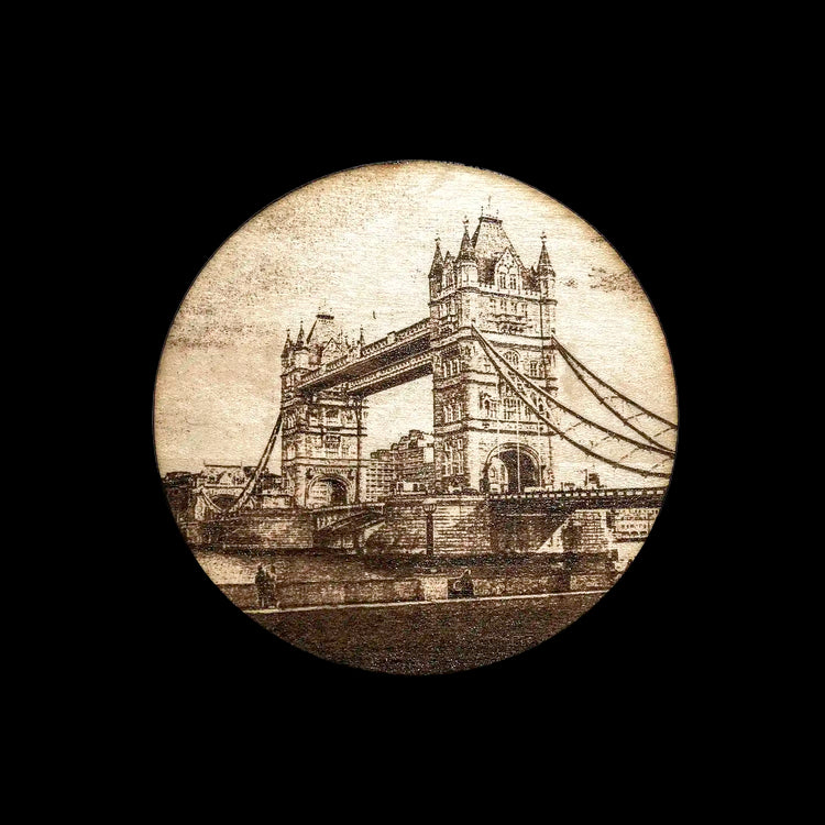 Laser Engraved London Bridge Wooden Coaster