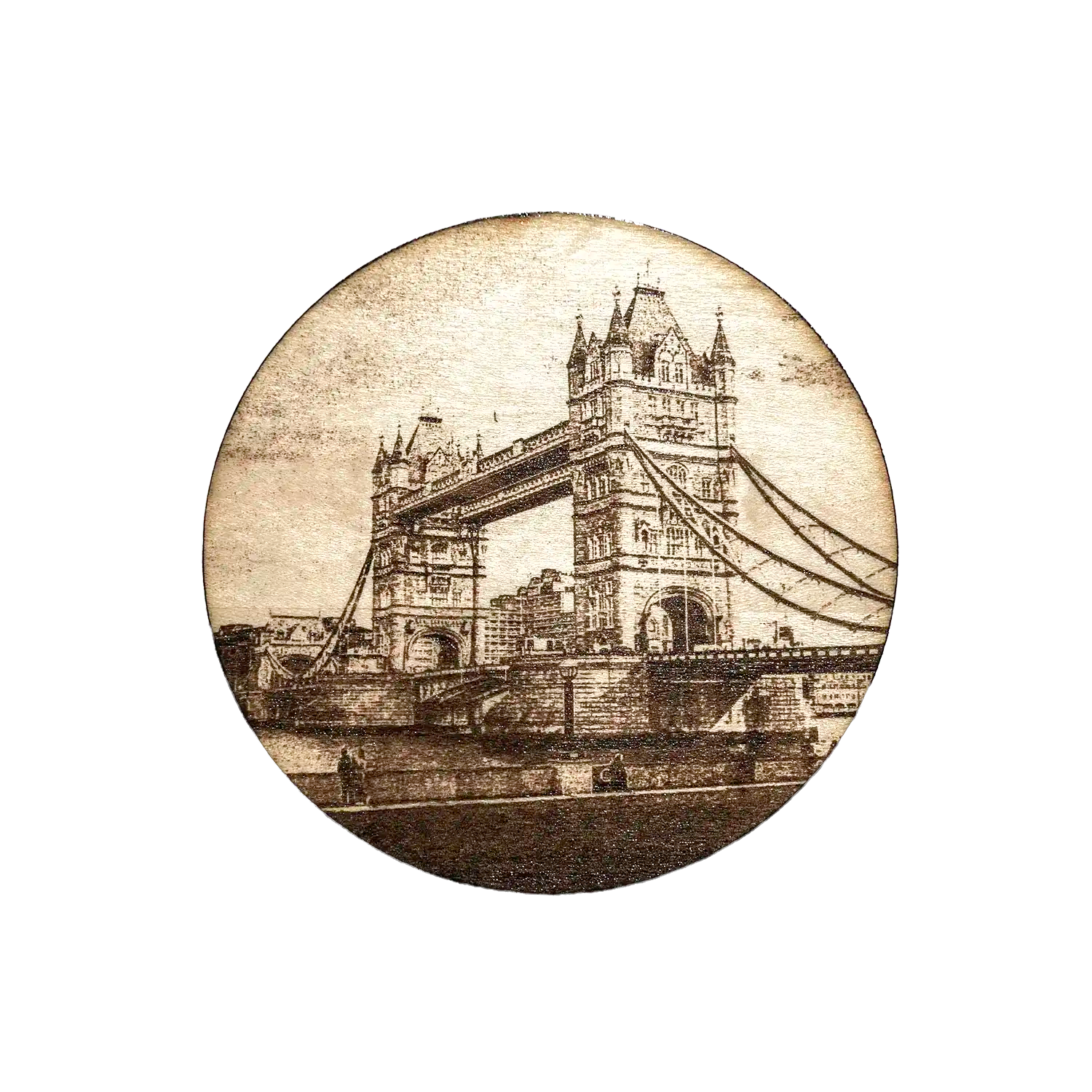 Laser Engraved London Bridge Wooden Coaster