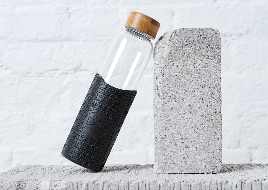 Reusable Black Glass Water Bottle