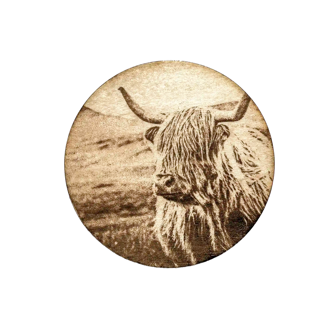 Scottish HIghland Cow Laser Engraved Coaster