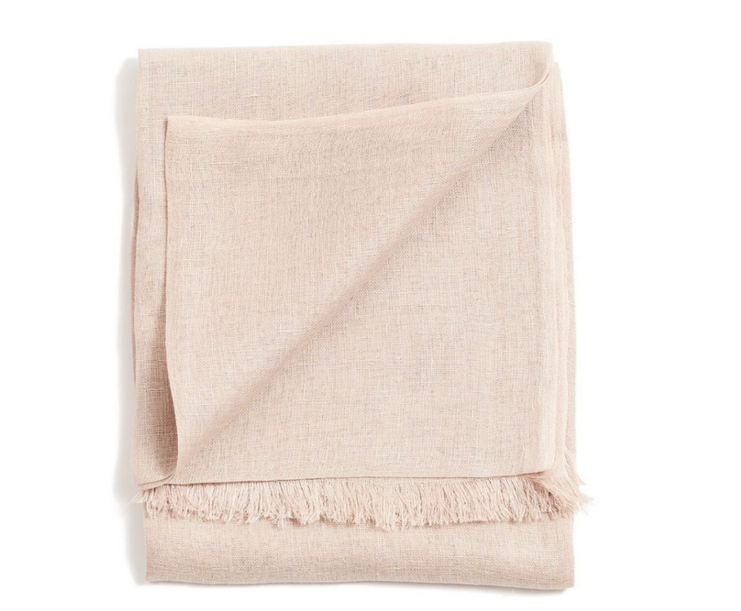 Beige Oat Linen Scarf by Variously