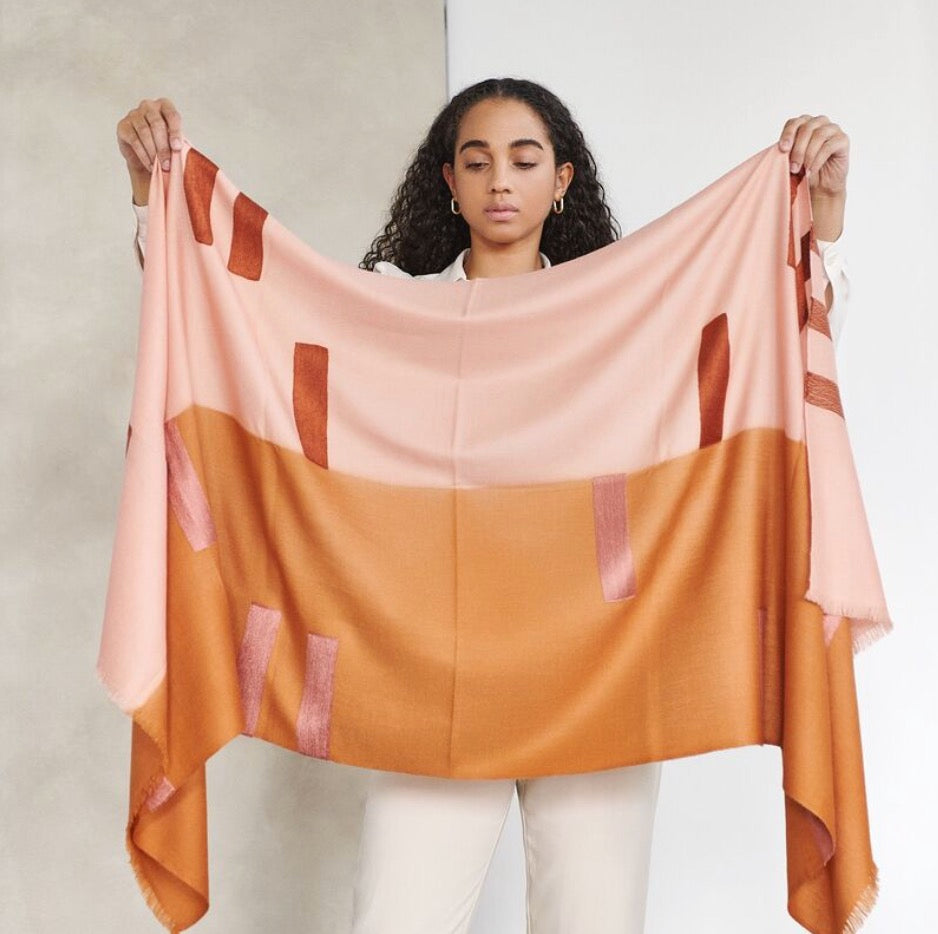 Silk Scarf Peach and Cream