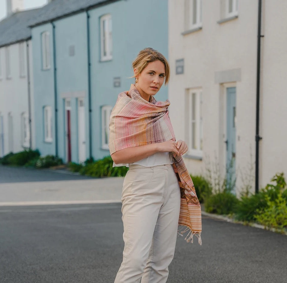 Pink and Yellow Cotton Scarf