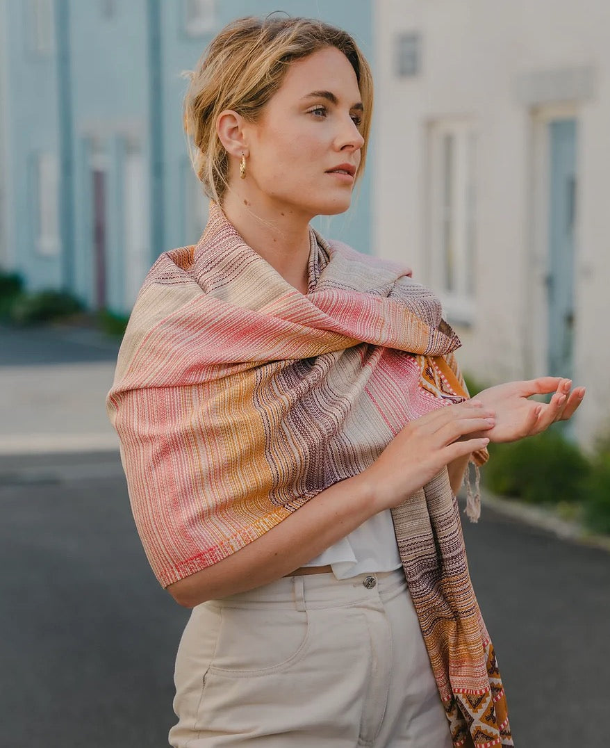 Pink and Yellow Cotton Scarf