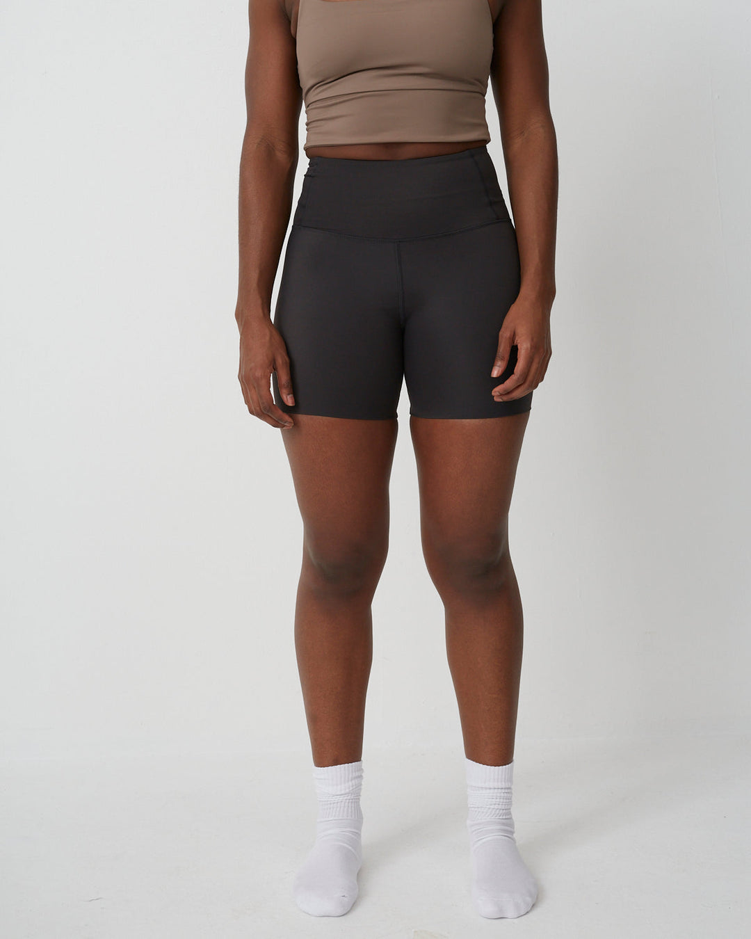 High Waisted Seamless Shorts in  Liquorice