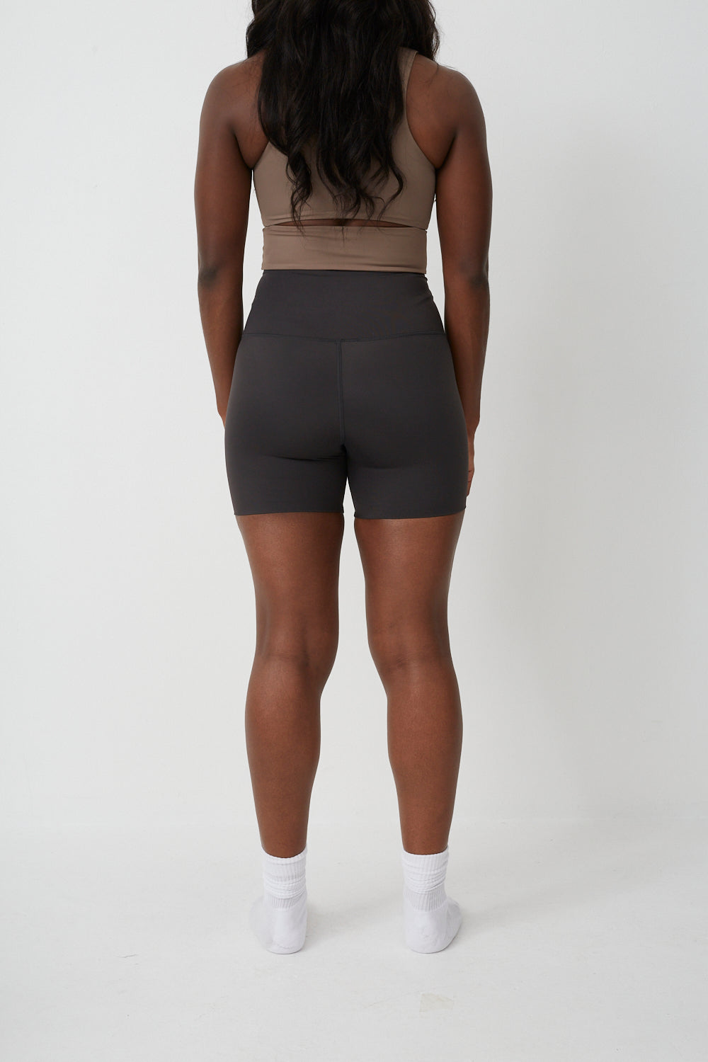 High Waisted Seamless Shorts in  Liquorice