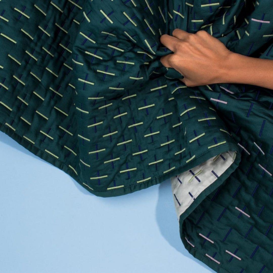 Tiipoi Modern Quilted Blanket Teal