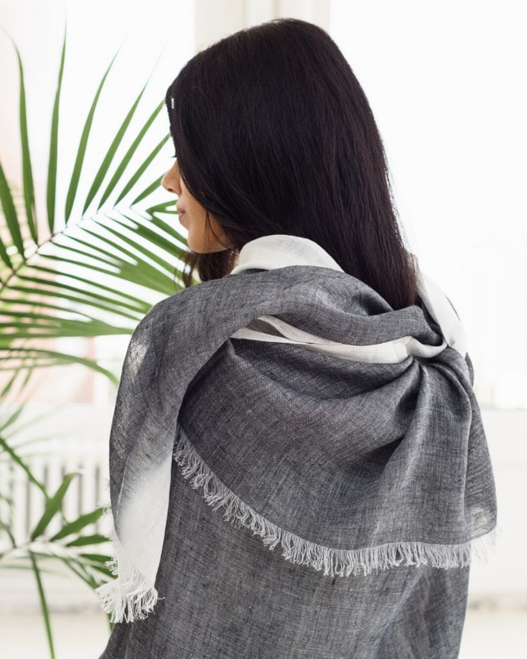 Grey Linen Scarf by Variously