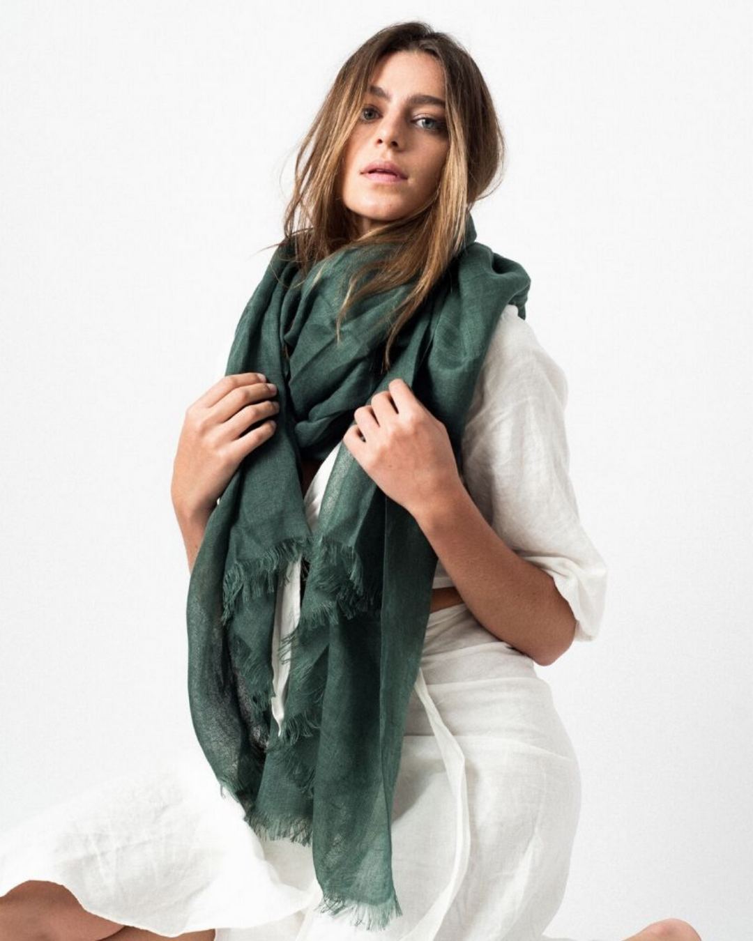 Moss Linen Scarf by Variously