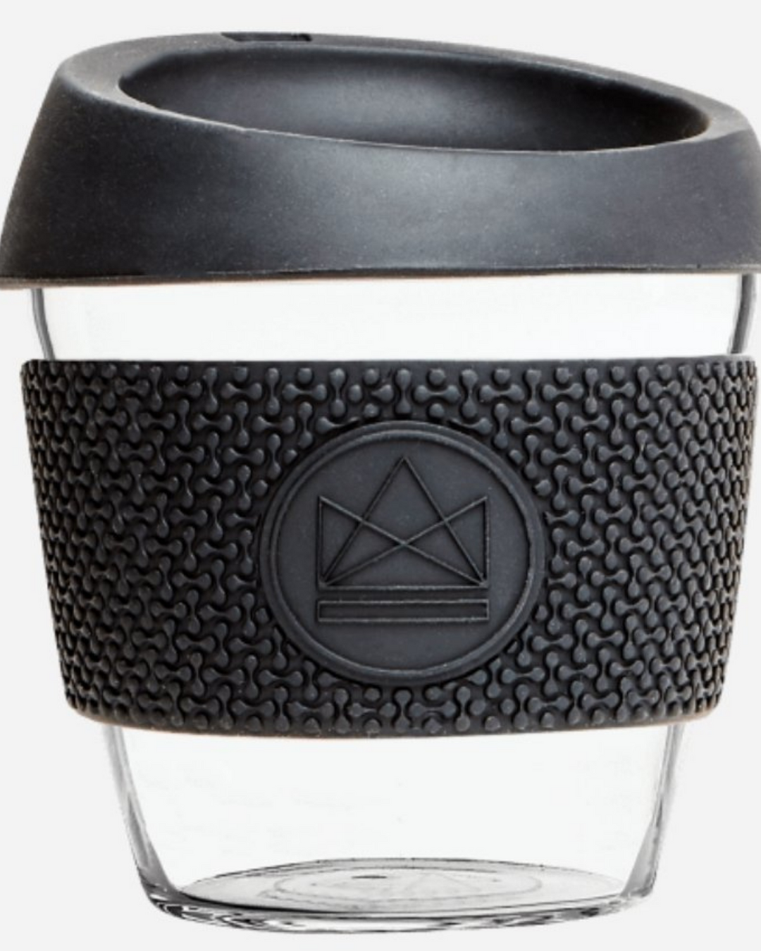 Black Reusable Glass Coffee Cup 12oz