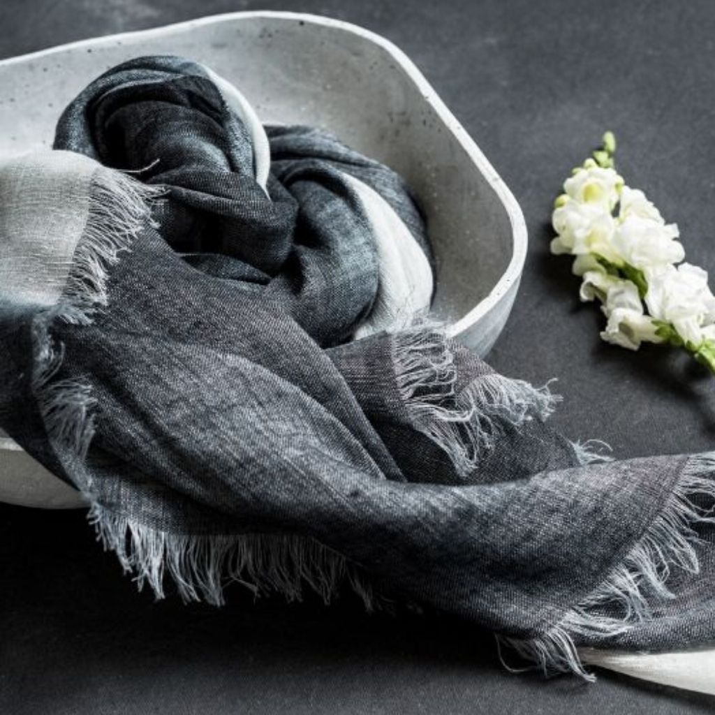 Grey Linen Scarf by Variously