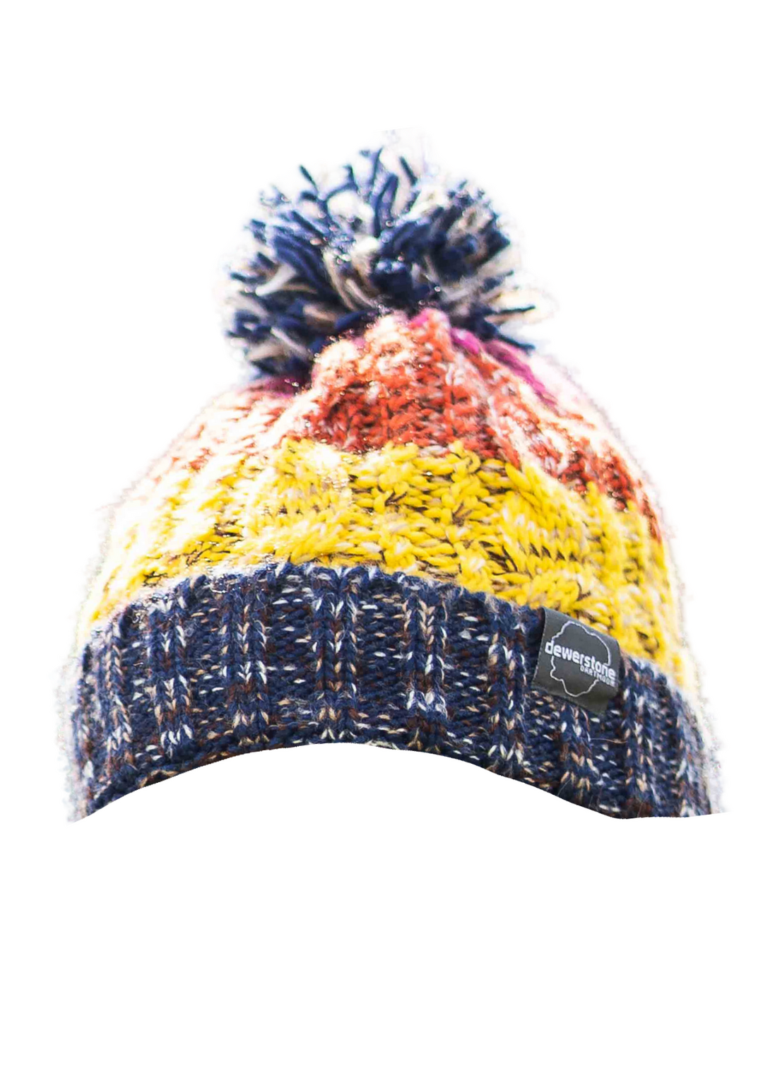 Chunky Knit Beanie - Navy / Yellow