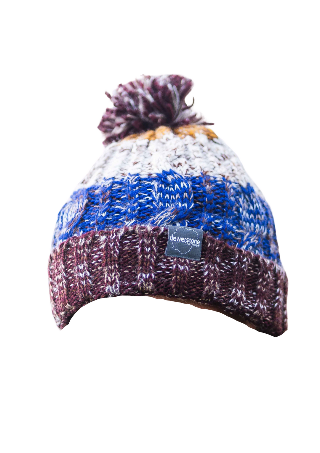 Chunky Knit Beanie - Brown / Blue