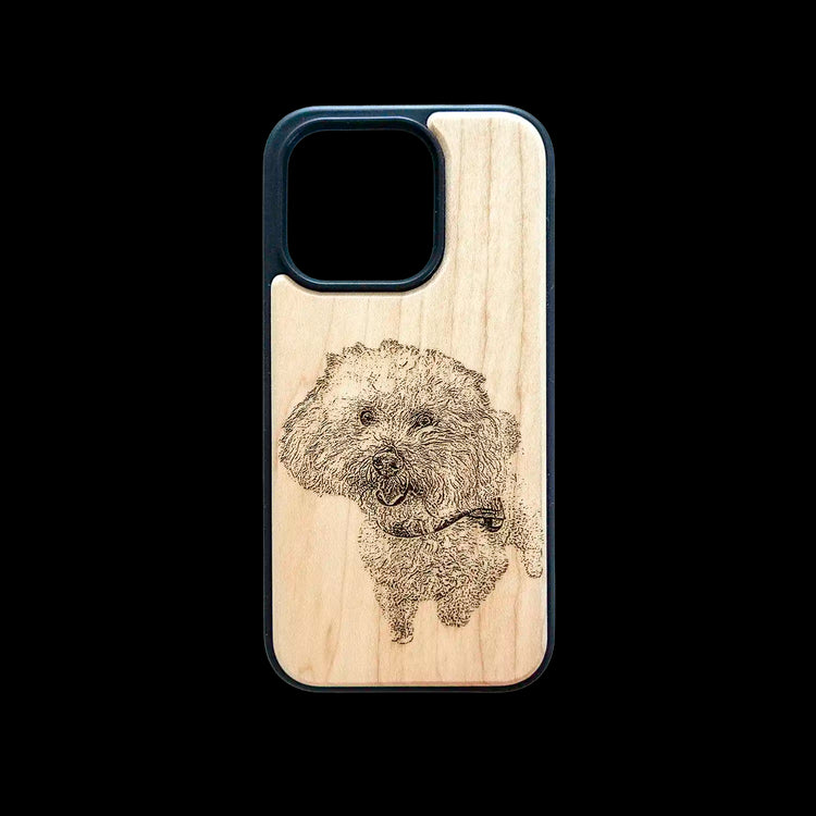 laser engraved iphone 15 pro wooden phone case