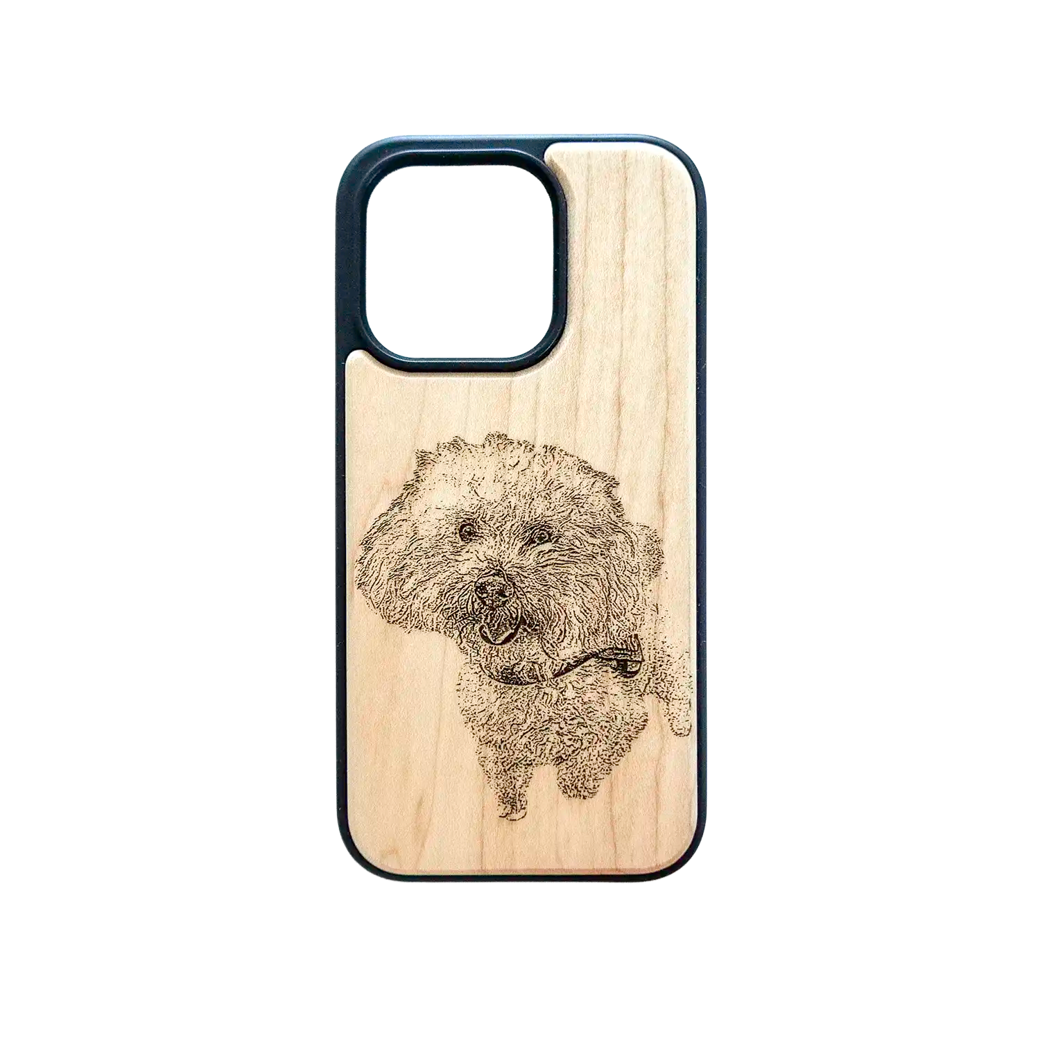 laser engraved iphone 15 pro wooden phone case