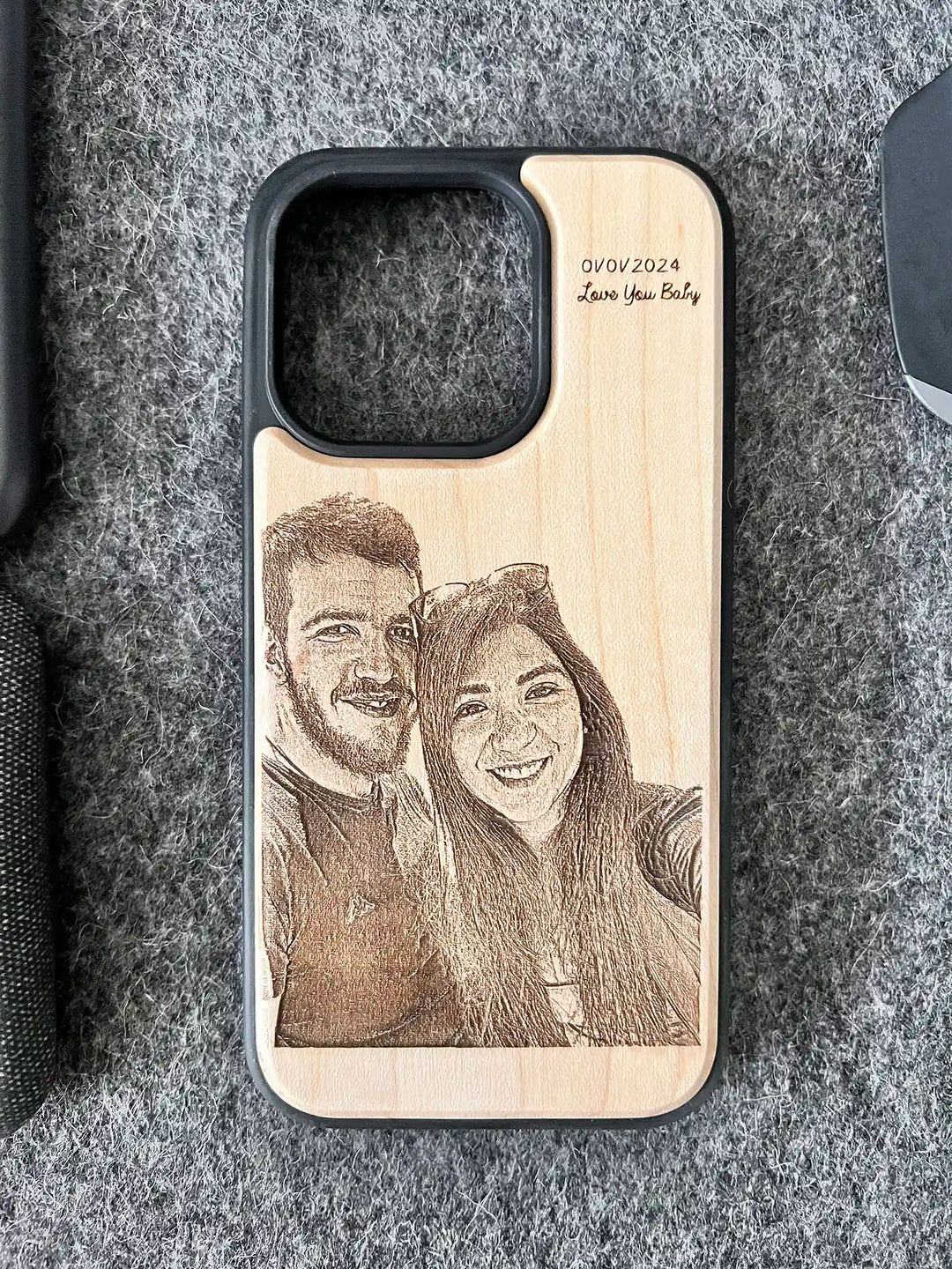 Personalized Wooden Laser Engraved iPhone 15 Case (MagSafe Ready)