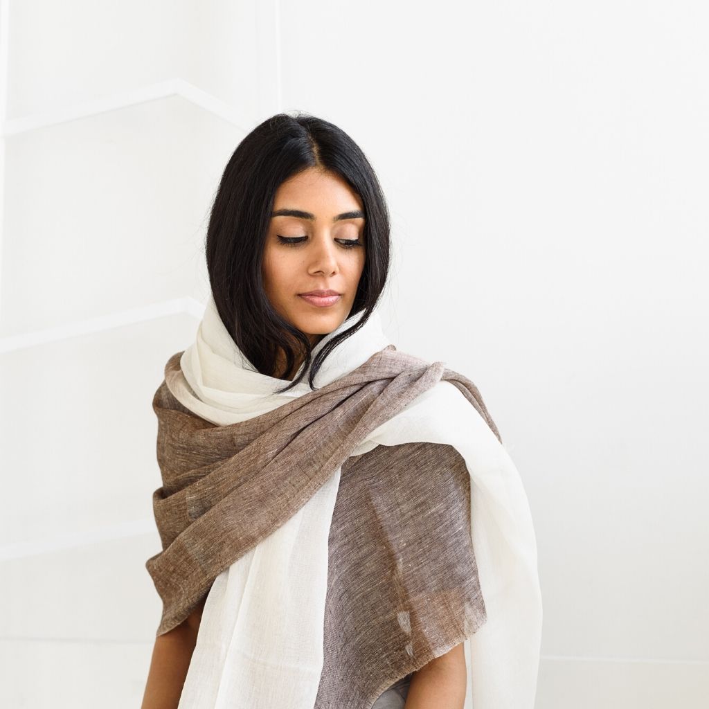 Beige Mace Linen Scarf