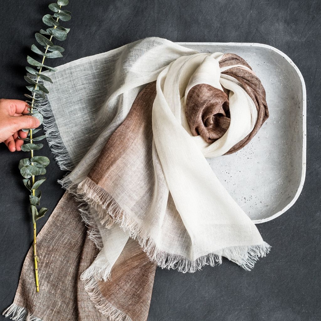 Beige Mace Linen Scarf