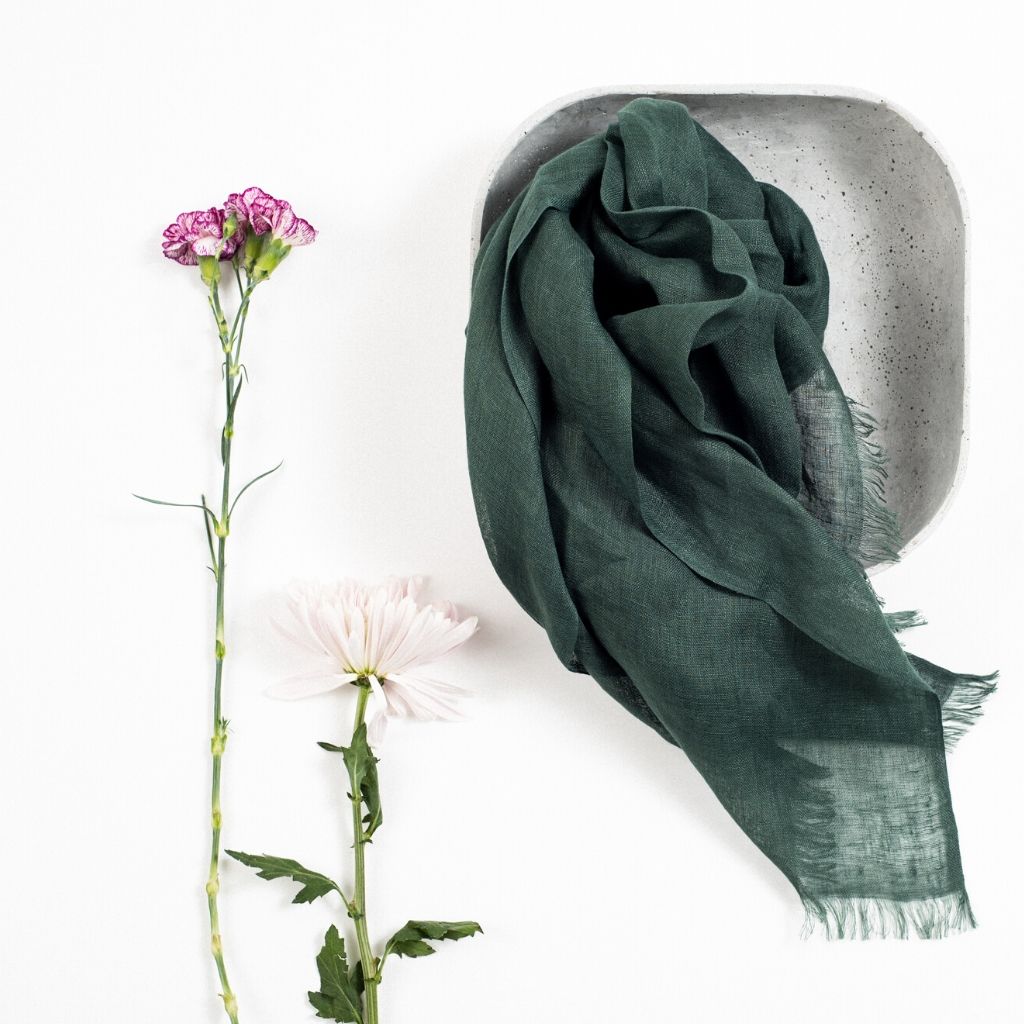 Moss Linen Scarf by Variously