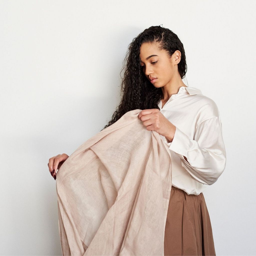 Beige Oat Linen Scarf by Variously