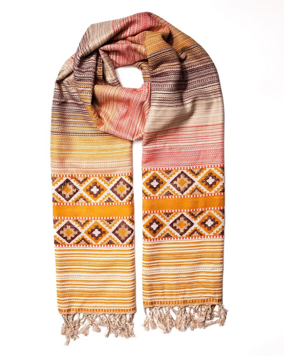 Pink and Yellow Cotton Scarf